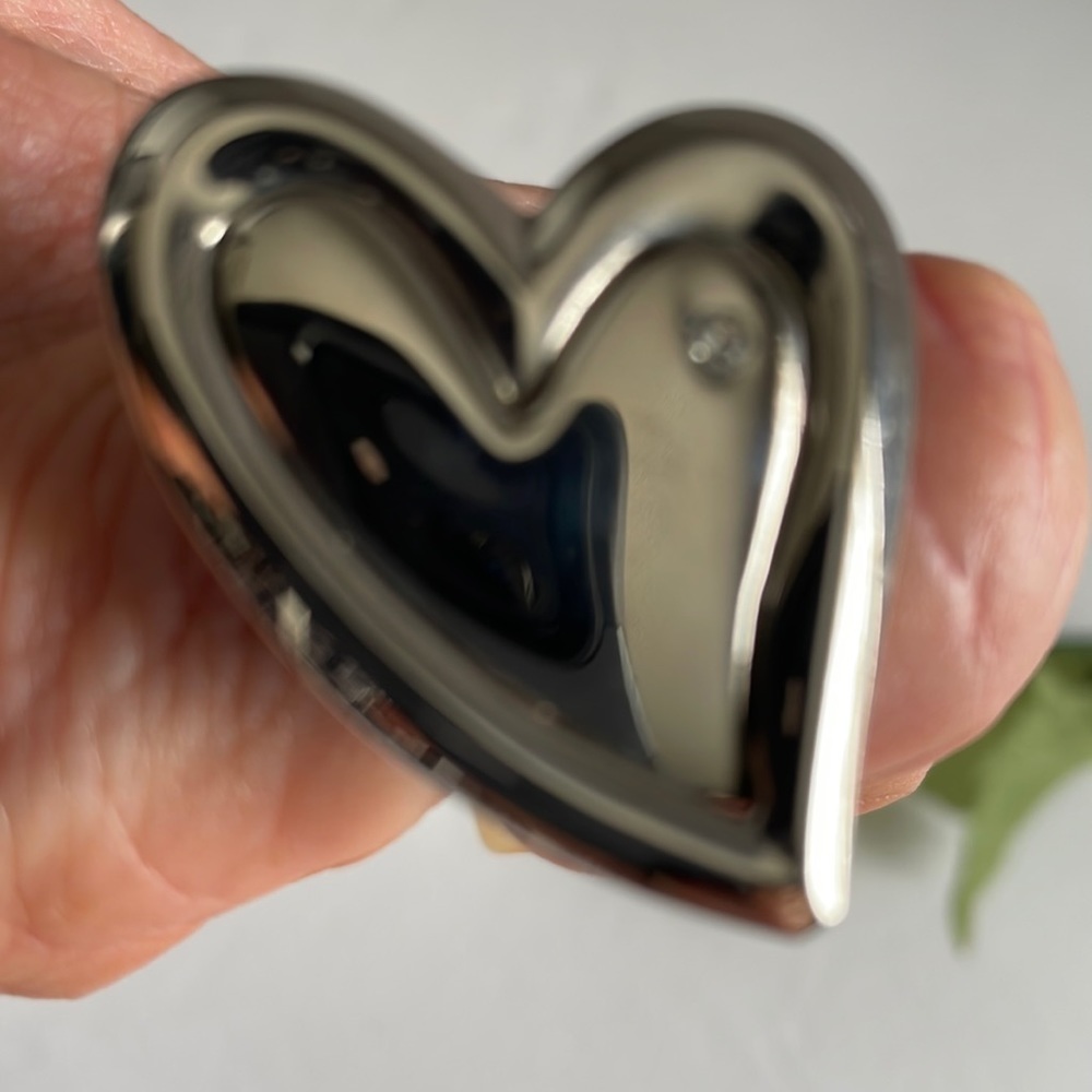 STATELY Steel heart shaped Ring with simulated diamond sized 8 .New.